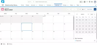 Как да използвате SalesForce? : Пример за интерфейс на SalesForce: модул за календар
