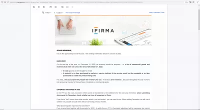 iFirma Review: How Good Is It For Polish Company Accounting And CRM? : End of the year email communication about possible company optimization solutions translated automatically