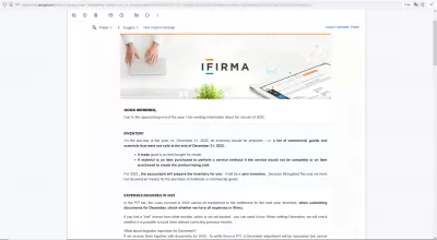 IFIRMA Review: Cât de bun este pentru contabilitatea companiei poloneze și CRM? : Comunicarea prin e -mail la sfârșitul anului despre posibile soluții de optimizare a companieitranslated automatically