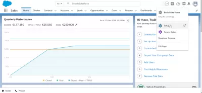 Salesforce: Paano gamitin ang mga pasadyang setting? : Pag -access sa pag -setup mula sa SalesForce Lightning Dashboard