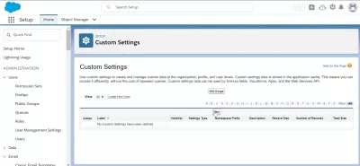 Salesforce: Hoe om persoonlike instellings te gebruik? : Soek na 'n veld in SalesForce Aangepaste instellings