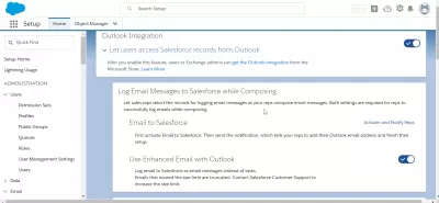 How To Solve SalesForce Does Not Show In Outlook? : Activating the Outlook integration from SalesForce settings
