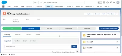 SalesForce: How To Use Leads? Everything You Need To Know : Lead status changed to contacted after a first customer contact