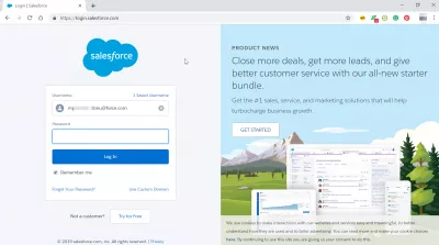 Kako se prijaviti na SalesForce? : Ekran za prijavu SalesForce